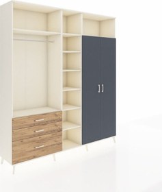 Resim Hyperion Dolap 10 Raflı 3 Çekmeceli 2 Askılı 220x44x243 Aytaşı-antrasit/çam Antrasıt/atlas Çam 