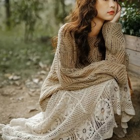 Resim 2025 Yeni Retro Dantel Yüksek Bel A-Line Etek, Zarif Hollow Crochet Tasarımı ve Şık Kesimi ile. 