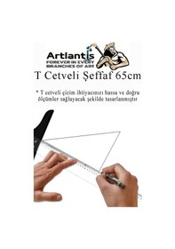 Resim T Cetveli Şeffaf 65 Cm 1 Adet Plastik Mika T Cetveli Çizim Cetveli Mimarlık Mühendislik Öğrenci Tasarım Cetveli Şeffaf 