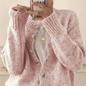 Resim Kadınlar İçin Yumuşak Pembe Hırka - Şık Katmanlı Kışlık Kazak, Ofis ve Parti Giyimi, Günlük Kullanım, Dayanıklı Düğme Kapama, Elde Yıkanabilir, Çok Amaçlı Üst, Stil Sahibi Dış Giysi 