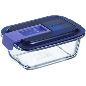 Resim Luminarc Temp Easy Dikdörtgen Mavi Kapak Saklama Kabı 380 ml 