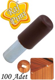 Resim GLASWEN Raf Pimi Plastik Başlı Cam Tutucu Çivisi Mobilya Dolap Pimi Kahverengi (100 Adet) 