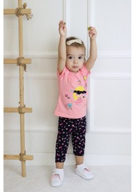 Resim Harika Kids Kız Bebek Kaprili Kısa Kollu Kız Desen Baskılı Yazlık Basic Alt-üst Takım 6-24 Ay 001 