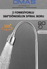 Resim Genel Markalar 2 Fonksiyonlu 360° Dönebilen Esnek Spiral Eviye Lavabo Mutfak Borusu 