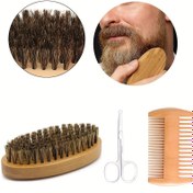 Resim Erkekler için Sakal Fırçası ve Makas Seti, Dayanıklı Ahşap Tarak Tutucu - Hipoalerjenik Bambu Kıllar, Ergonomik Tasarım ile Kusursuz Bakım, Sakal Fırça Seti, Şık Bakım Araçları, Doğal Ahşap Bitiş 