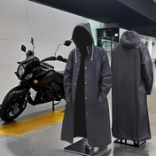 Resim Unisex Siyah EVA Su Geçirmez Raincoat, Motorlu Bisiklet, Bisiklet, Yürüyüş, Balıkçılık için Uzun Kapüşonlu Yağmalkıyafeti - Cep Olmayan Dış Mekan Ekipmanı 