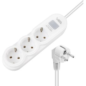 Resim BYR Vea VA-21571 3lü 1.5 Metre Kablolu Anahtarli Beyaz Akim Korumali Priz Byr [byrtek] 