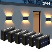 Resim 2 Paket Güneş Enerjili Dış Mekan Duvar Lambaları, 10 LED'li, Yukarı ve Aşağı Aydınlatma, IP44, Taşınabilir, Bahçe, Avlu, Garaj, Veranda ve Duvar Dekorasyonu için İdeal, Dış Mekan Güneş Dekoratif Lambaları, Bahçe Aydınlatması, Avlu Atmosfer Aydınlatması, Şık Duvar Montajı, Dayanıklı Plastik Gölgelik 