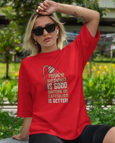 Resim Sh*tting on capitalism Oversize Tişört 