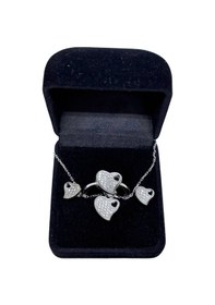 Resim Oya Silver Aşk Işıltılı Çift Kalp Gümüş Set&takım 