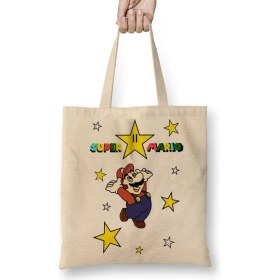 Resim Baskı Dükkanı Super Mario Classica Fanart Bez Çanta Uzun Saplı 