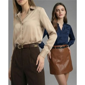 Resim Livize %100 Hakiki Deri Kadın Kemeri 2 cm - Antik Sarı Tokalı Şık & Günlük Kullanım 