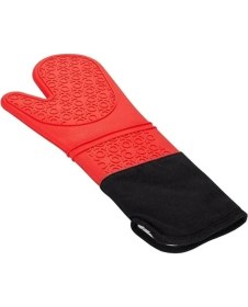 Resim Kitchen Design Lab Yanmaz Yapışmaz, Yıkanabilir, Pişirme Matı ve Kırmızı Silikon Yanmaz Mutfak Fırın Eldiveni 