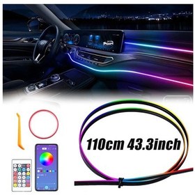 Resim Akrilik Rgb Araba Led Iç Işık Şeritleri Usb Ortam Işığı Esnek 1pc 110cm 43.31in 1 Piece Set 