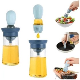 Resim Hazneli Silikon Uçlu Cam Yağdanlık Sirke Yağ Yumurta Ve Sos Fırçası Asorti Renkli 