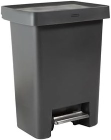 Resim Rubbermaid Yüksek Kapasiteli Basamaklı Çöp Kovası, 19 Galon, Kömür, Paslanmaz Çelik Pedal, Ev/Mutfak/Ortak Alan için 