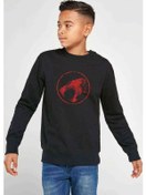 Resim Thundercats Logo Baskılı Unisex Çocuk Siyah Sweatshirt 
