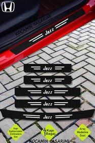 Resim Kocamın Tasarımı Honda Jazz Karbon Kapı Bagaj Eşik Koruyucu Folyo Seti Şık ve Çizik Koruyucu Jazz Yazılı 