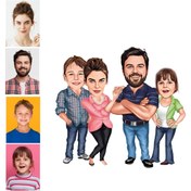 Resim Genel Markalar Kişiye Özel Karikatürlü 4 Kişi Ahşap - Araba Dikiz Ayna Süsü 