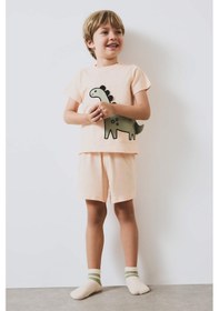 Resim DeFacto Erkek Bebek 2'li Pijama Takımı Kısa Kollu Penye Tişort Esnek Belli Şort E4778A525SMOG577 