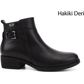 Resim GÖNDERİ(R) Kadın / Kız Siyah Fermuarlı Kalın Topuklu Hakiki Deri Bot 