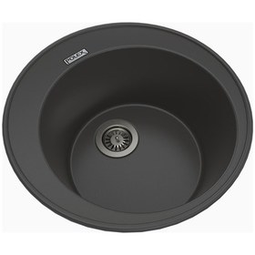 Resim Polex Cristalüx Granit Evye P-06 Antrasit Tezgah Altı Ve Tezgah Üstü Oval Mutfak Evyesi 51.5x51.5 CM 