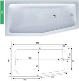 Resim Shower Penta Beşgen Özel Küvet 60x80x170 