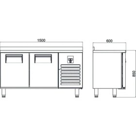 Resim Galleyz Tezgah Tip Dondurucu - 2 Kapılı - 150X60X85 cm 