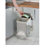Resim Pelikan Steely 21300 Dolap Içi Çöp Kovası Raylı Paslanmaz Krom 16+1 Lt 