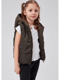 Resim Benitto Kids Kapüşonlu Kız Çocuk Şişme Yelek 51307 Haki 
