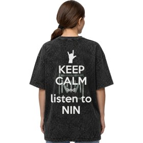 Resim Sevbano Nin Rock Metal Müzik Grubu Baskılı Unisex Oversize Eskitme Yıkamalı Tişört 