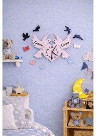 Resim Genç Kız Odası Duvar Saati Kuş Temalı Kişiye Özel No 10026 Çok Renkli 