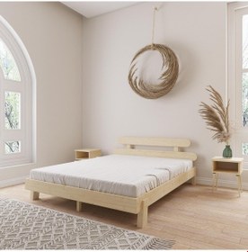Resim Damla Model Vernikli Ahşap Karyola Ve İki Komodin Set-152 160 x 200 CM 