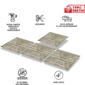 Resim Tink Kendinden Yapışkanlı KahverengiTaş Duvar Desenli Pvc Karo 30X30 cm 4'lü 0,36 M2 