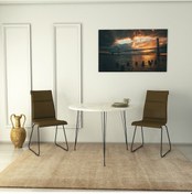 Resim Pasific Home Sandalf Metal Ayaklı Yuvarlak Mutfak Masası Beyaz Mermer 