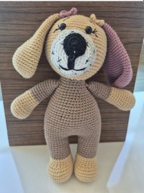 Resim Sevimli Köpek Amigurumi Doğal Bej-Kahverengi 