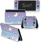 Resim TACKY DESIGN Nintendo Switch OLED Cilt ile Uyumlu Bulutlar - Vinil 3M Nintendo Anahtarı OLED Çıkartma Seti - Konsol, Dock, Joy Con Wrap için Sevimli Mor Ay Anahtarı OLED Kaplama - Çıkartma Tam Sarma 