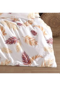 Resim Tek Kişilik Nevresim Takımı 160x220cm 2 Yastık Kılıfı Lastikli Çarşaflı 100x200+30 Bej - Beyaz 