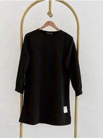 Resim AVK MODA Kadın Bisiklet Yaka Mevsimlik Tesettür Yırtmaçlı Armalı Tunik Sweat Sweatshirt 