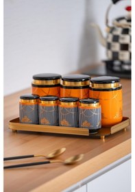 Resim Acar Pansy Posy 8 Parça Cam Tepsili Kavanoz Seti Çok Renkli 