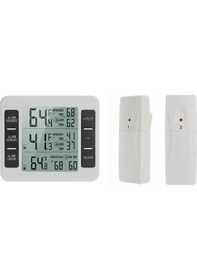 Resim Yifomall Kablosuz 3 Bölge Sıcaklık Ölçer - Lcd Ekranlı, Alarmlı, Duvara Monte Edilebilir, 2 Sensörlü 