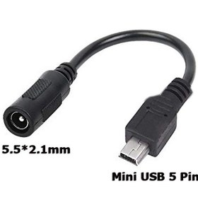 Resim 5.5 2.1Mm To Mini Usb 5 Pin Soket Çevirici Power Adaptör Kablosu 