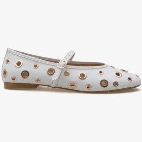 Resim Kindep Nina Tek Bant Troklu Günlük Kadın Babet Beyaz Beyaz 