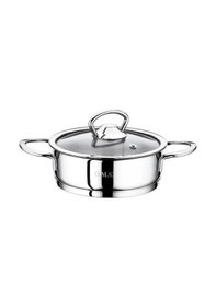 Resim Oms 14x5 Mini Basık Tencere Tek Kulp - Çift Kulp Gri 