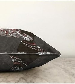 Resim RealHomes Çift Taraflı Gri Zemin Desenli Siyahi Kadın Motifli Raşel Örme Yastık Kılıfı, Sonil-K-5825-55x55cm 