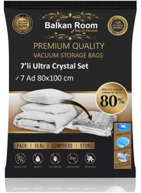 Resim Balkan Room Vakum Hurcu 7 Li Ultra Crystal Set Vakumlu Hurç Şeffaf 