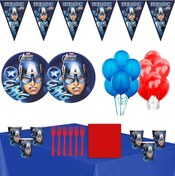 Resim Kaptan Amerika Tema Doğum Günü Parti Seti Süsler 24 Kişi 