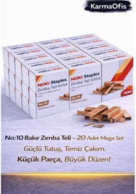 Resim No:10 Bakır Zımba Teli 20 Adet Mega Set Dayanıklı, Pürüzsüz Çakım Ofis Zımba Teli 