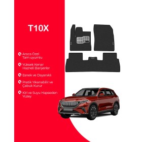 Resim T10X Uyumlu Hücreli Yüzey Eva Paspas Seti Paspas Takımı Siyah Yüzey 