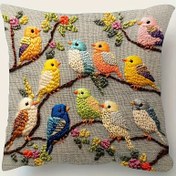 Resim 1 Adet Geleneksel Tarz Kuş Baskılı Yastık Kılıfı, 45.72x45.72 cm, Süper Yumuşak Kısa Peluş, Poliester Malzeme, Nakışsız, Fermuarlı, Makinede Yıkanabilir, Çiftlik Evi, Araba, Ev, Yatak Odası, Öğrenci Yurdu, Ofis Dekoru İçin Uygun - Yastık Dahil Değildir 